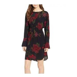 Leith floral black fairy lightweight flowy long-sleeved dress S